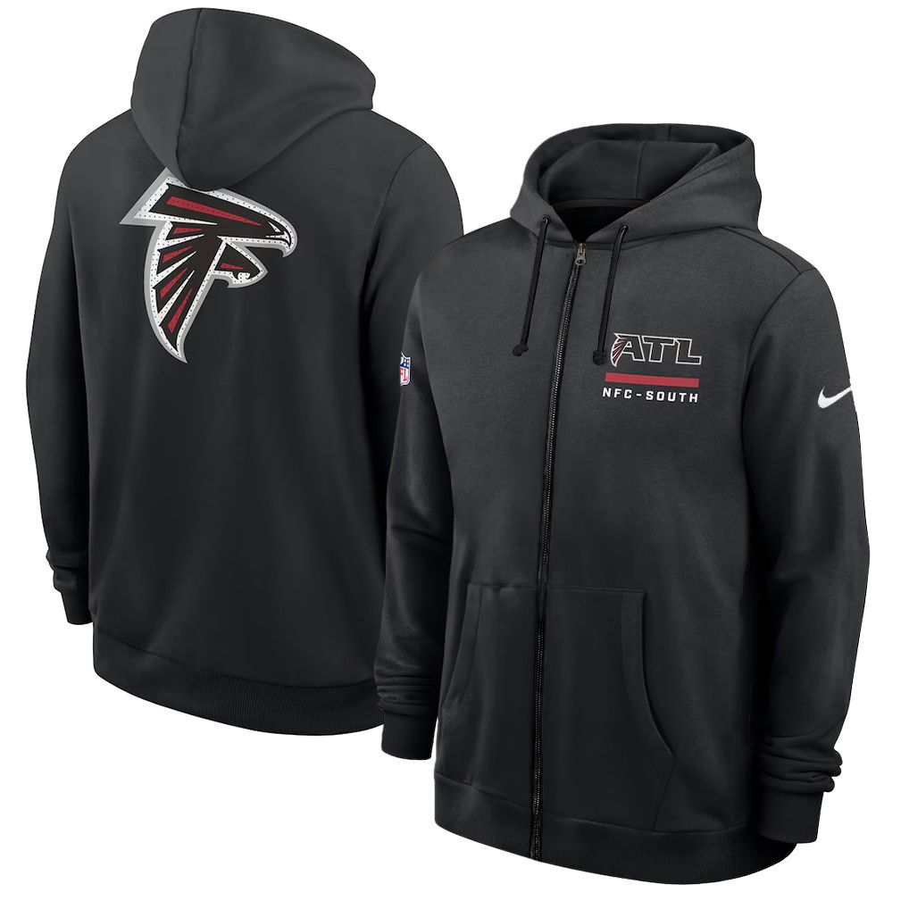 Men 2026 NFL Atlanta Falcons zip-up hoodie black 01